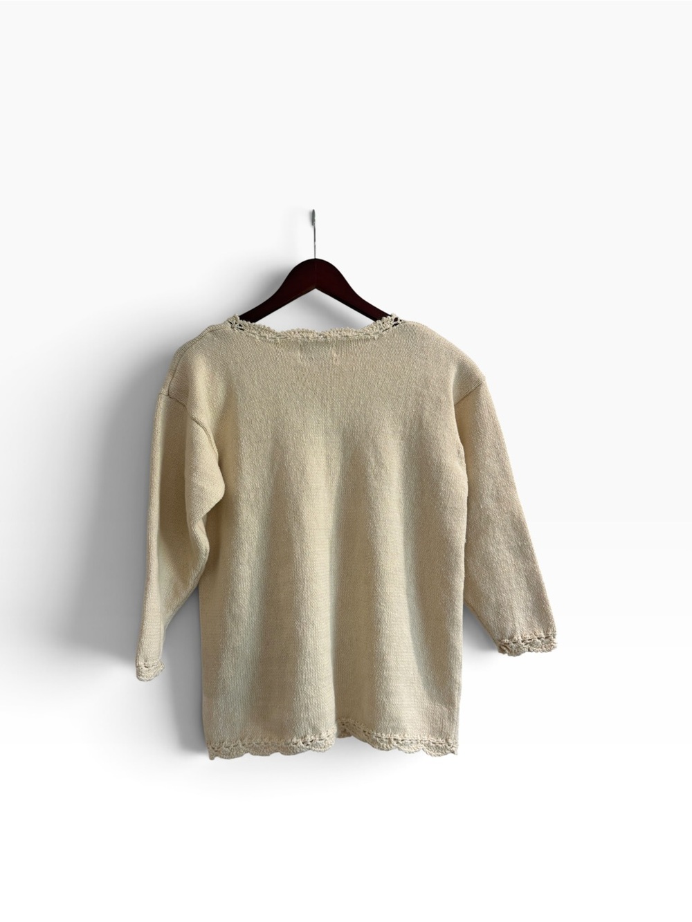 Vintage Granny Core Floral Sweater Cream Embroidered Cottagecore Knit size:M - Picture 5 of 5